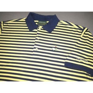 Men's Masters Collection Short Sleeved Striped Pique Cotton Polo‎ Golf Shirt MED